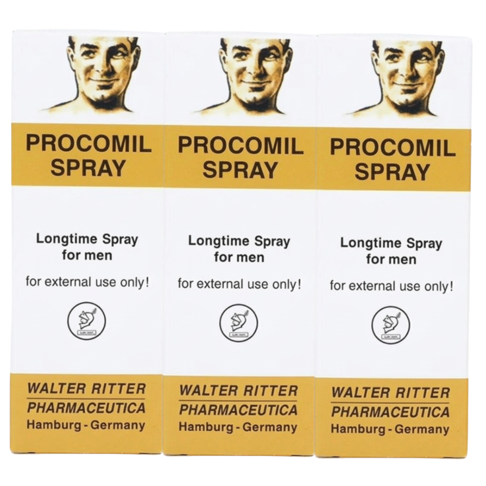 Procomil delay spray 45ml 3 pack bundle for men to last longer in bed and improve climax control