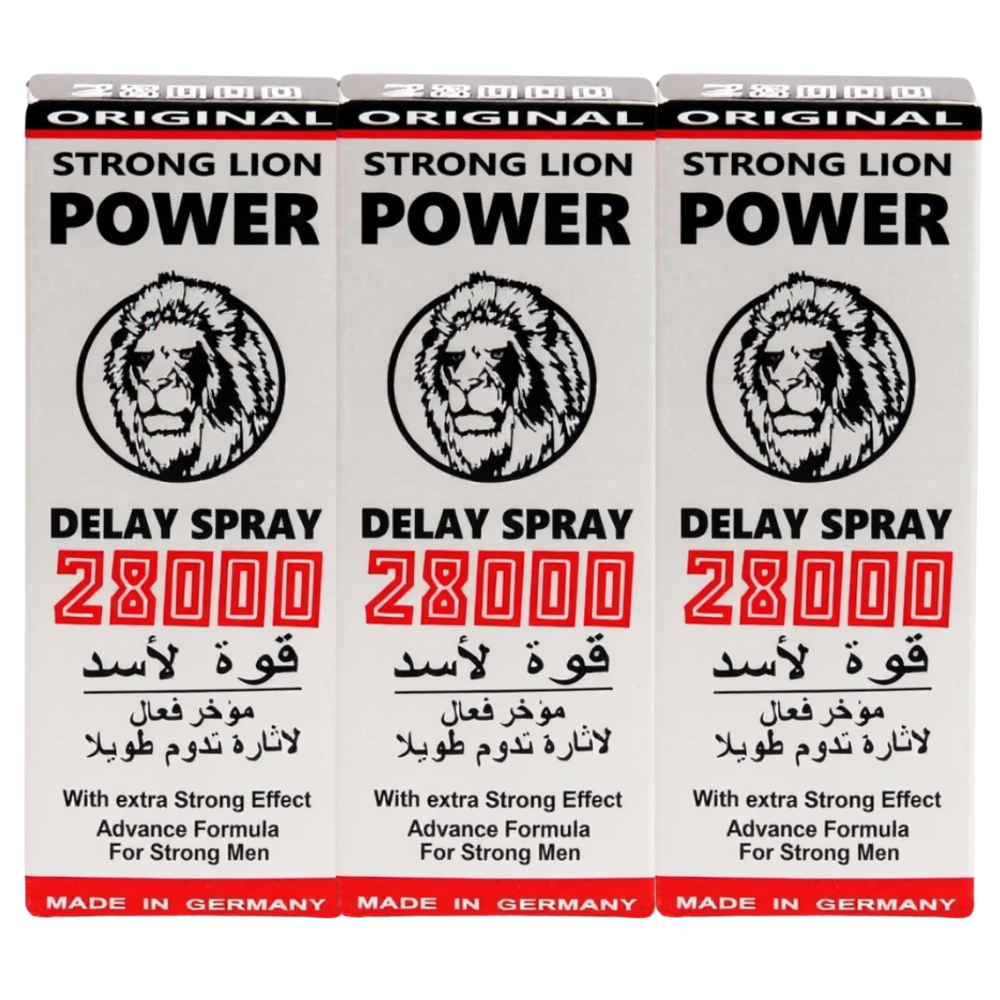 Strong Lion Power 28000 delay spray 3 pack for men to last longer in bed and improve climax control