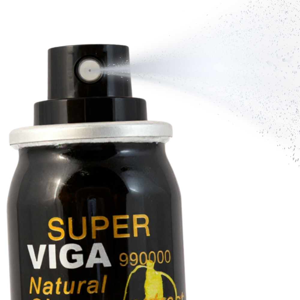 Super Viga 990000 Delay Spray black bottle spraying mist, desensitizing spray with natural ginseng extract and vitamin E for men