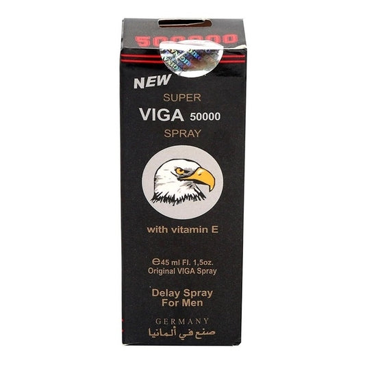 super viga 50000 desensitizing delay spray for men with vitamin e 45ml packaging front