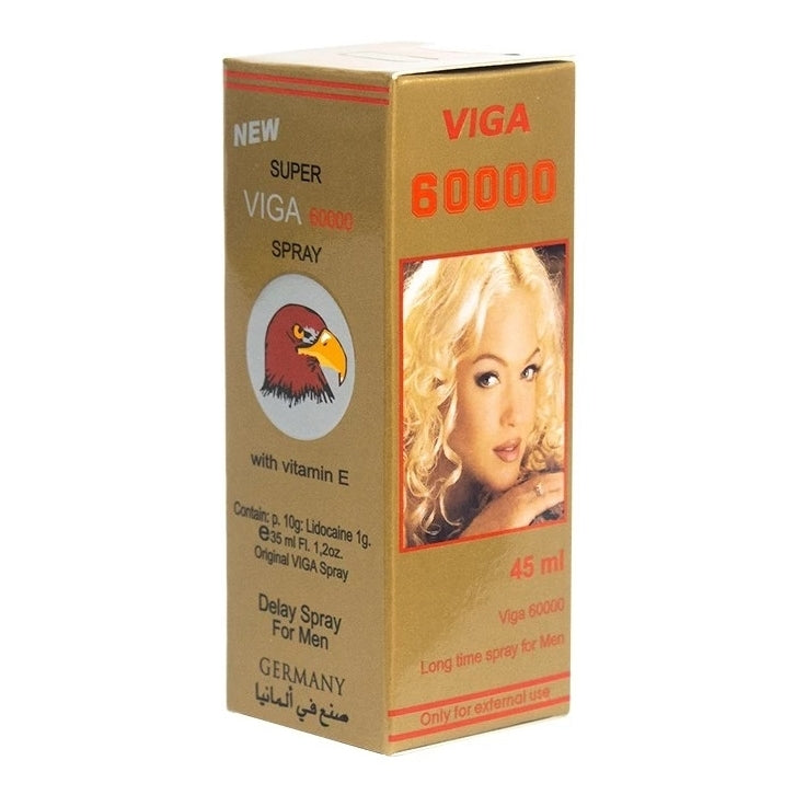 super viga 60000 desensitizing delay spray for men with vitamin e 45ml packaging