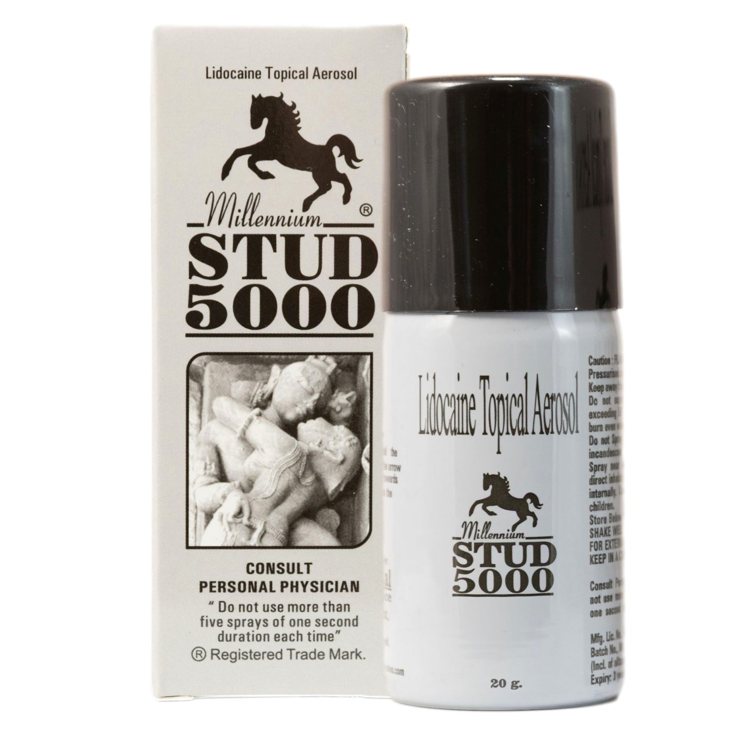 Millennium Stud 5000 Mens Desensitizing Spray 45ml. Lidocaine Delaying Spray to Help Men Last Longer and Stop PE