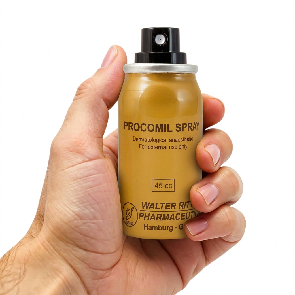 Procomil delay spray for men designed to delay ejaculation and improve bedroom performance