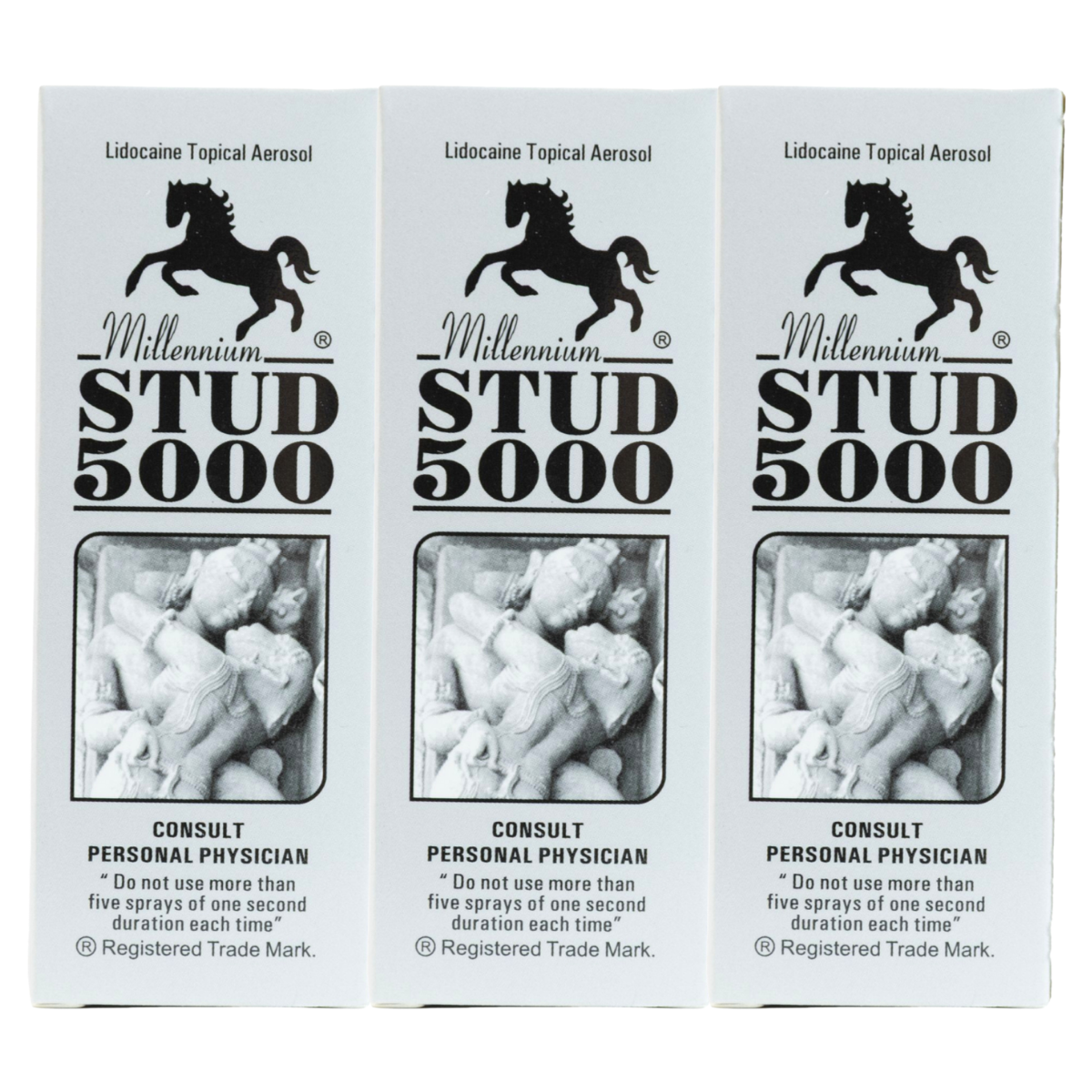 Stud 5000 delay spray three-pack, lidocaine desensitizing spray for men to delay ejaculation and last longer.