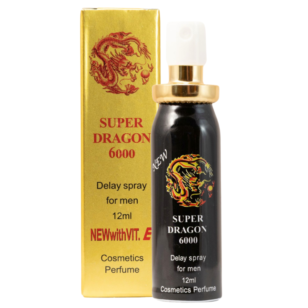 Super Dragon 6000 desensitizing delay spray for men – 12ml black bottle with gold retail packaging box