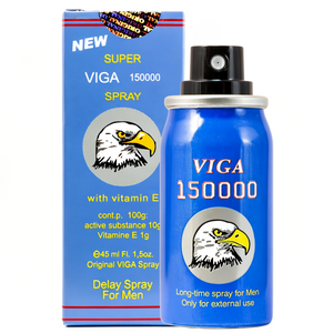 Super Viga 150000 blue delay spray bottle and box, numbing spray for men to delay ejaculation and last longer