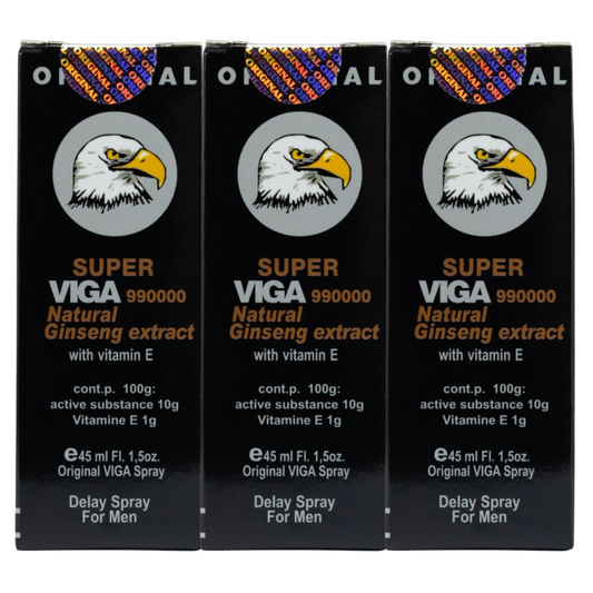 Super Viga 990000 delay spray 3 pack, eagle logo boxes, numbing spray for men to delay ejaculation and enhance stamina