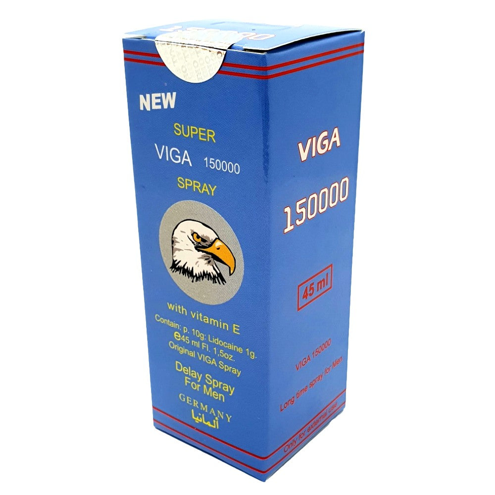 super viga 150000 desensitizing delay spray for men with vitamin e 45ml packaging